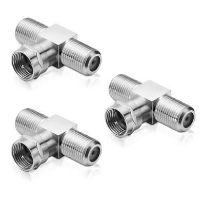 3x F-Adapter SAT TV Verbinder Kupplung Splitter T-Stück F-Stecker 2x F-Buchse