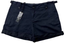 Diesel Women’s S-Braque Navy Blue Linen Blend Cuffed Shorts Size 28 $148