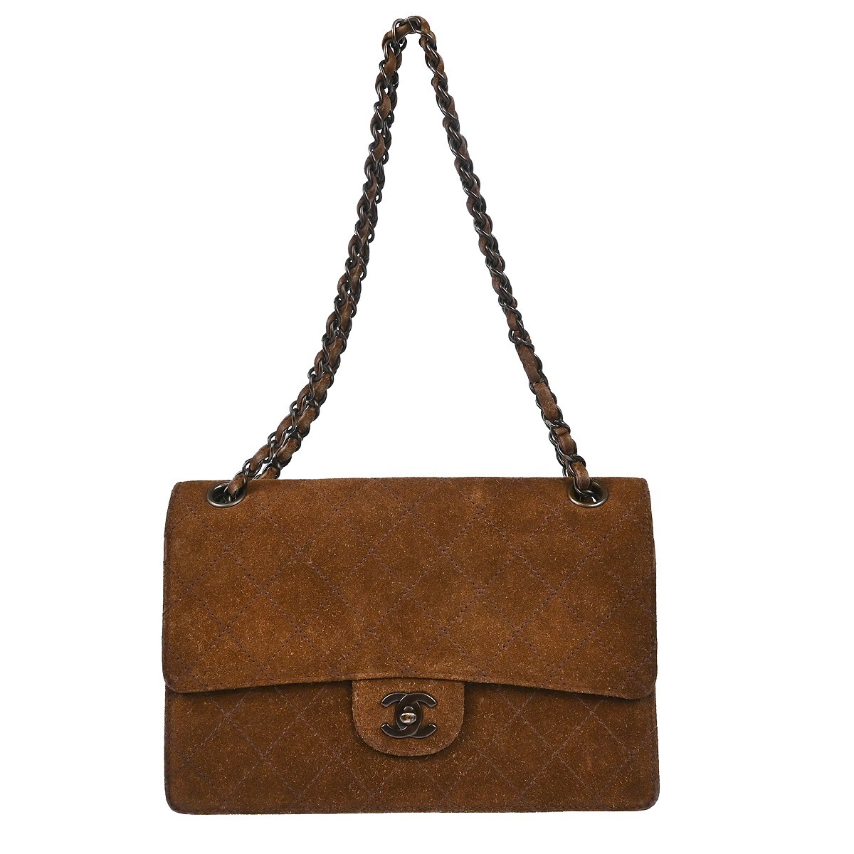 CHANEL ブラウンレザーショルダーバッグ Chanel Brown Suede Single Flap Shoulder Bag XX07087 | eBay