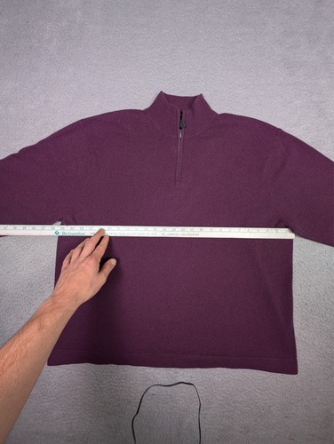 Alfani 100% Cashmere Sweater Mens 2XL Maroon Quarter Zip Collared Fine Pure - Picture 6 of 7
