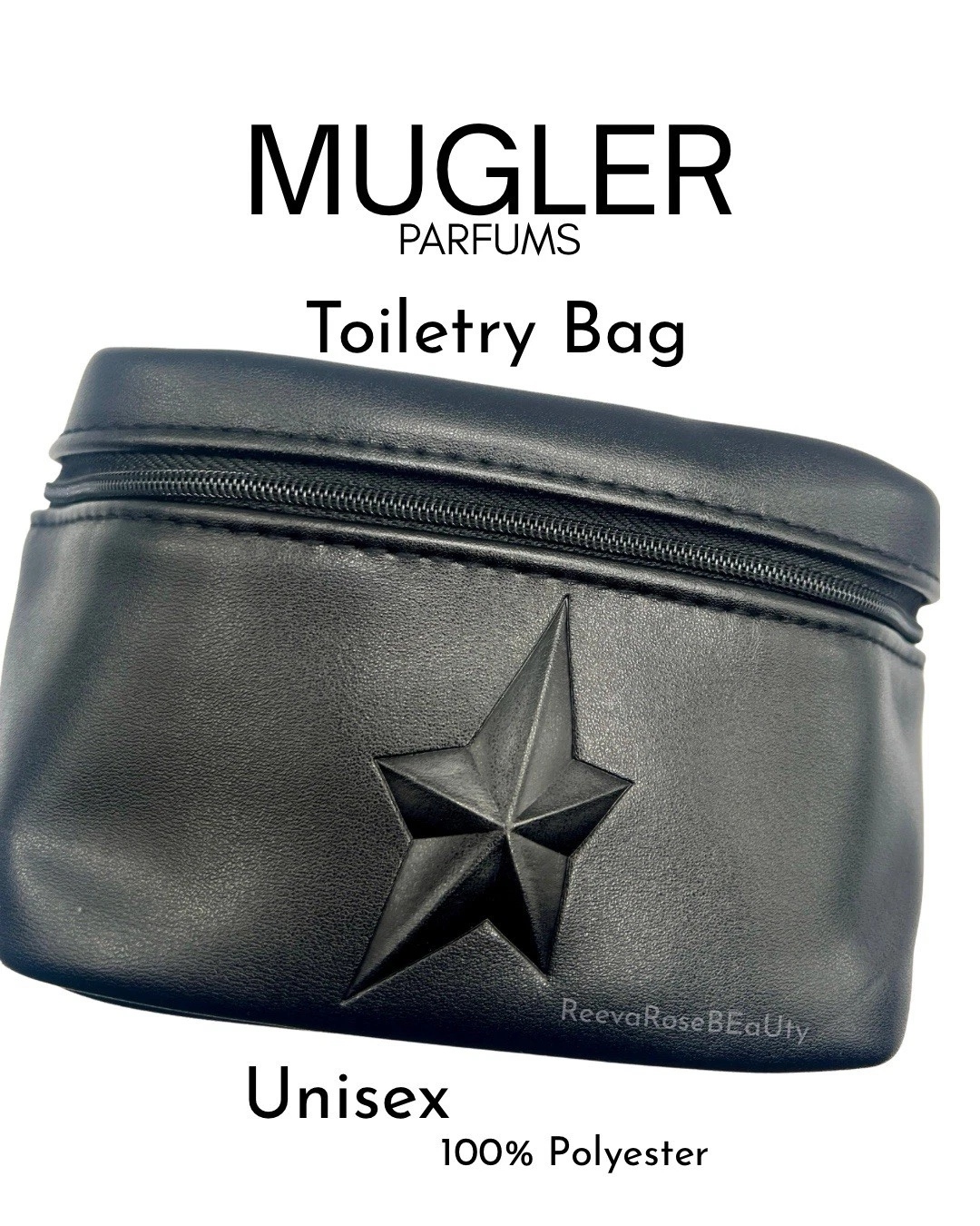 Mugler Parfums Black Toiletry Travel Bag Zippered Vanity Case Star Logo Unisex