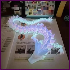 3D Printed Gem Dragon Glow in The Dark Rotatable Articulated Dragons Crystal