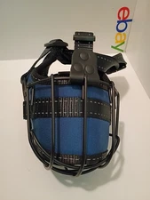 OOPSDOGGY Pitbull Dog Muzzle Reflective Metal Mask Secure Wire Basket - Blue 
