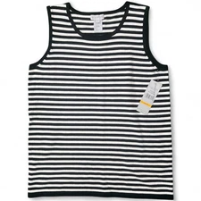 Multiples Black White Striped Knit Tank Top Women's Size S Sleeveless Crew Neck