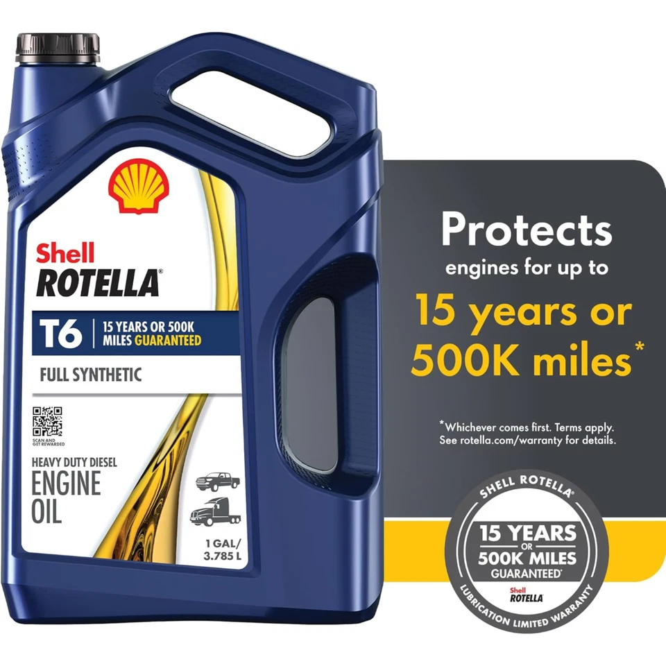 Aceite de motor Shell Rotella T6 totalmente sintético 5W-40, 1 galón (paquete de 3) - Envío gratuito Foto 2 de 4