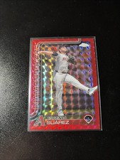 2025 Topps Chrome Red Geometric Refractor Eugenio Suarez #’d 5/5 Dbacks Reds
