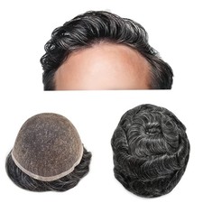 US Mens Toupee Hair Replacement System Full French Lace Hairpiece Wig for Men