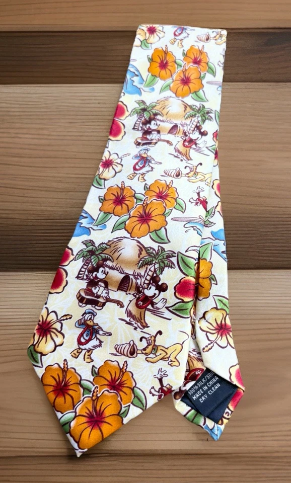 Corbata Mickey Mouse Minnie Donald Tropical Hawaiano Hibisco Parques Disney Foto 2 de 4