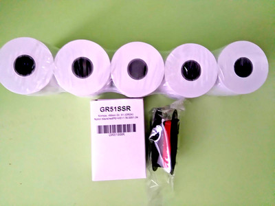 5 Additionsrollen a.18m + 1 Farbband  Gr. 51 BK/ Red für Druckende Tischrechner