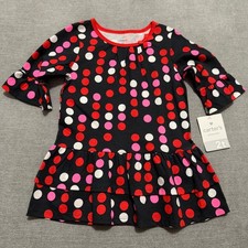 Carters Toddler Girls Polka Dot Ruffle Tiered Dress Red Pink Black 2T NWT