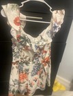 White with Colorful Floral Romper Women Small One-piece dress with shorts  — photo 2