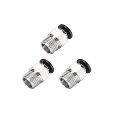 Straight Pneumatic Push to Quick Connect Fitting 1/4NPT x 6mm Silver Tone 3pcs