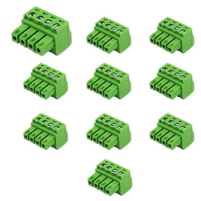 10 PCS 4 Pin 3.5mm Pitch PCB Screw Terminal Block Connector Male Plug 2816AWG
