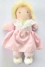 EDEN CLOTH BABY DOLL, BLUE EYES, BLONDE HAIR, PINK WHITE OUTFIT 10" PLUSH