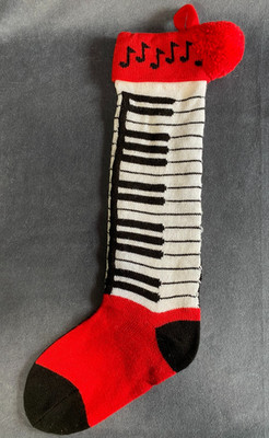 Vintage 1986 Department 56 Piano Keys Knit Stocking