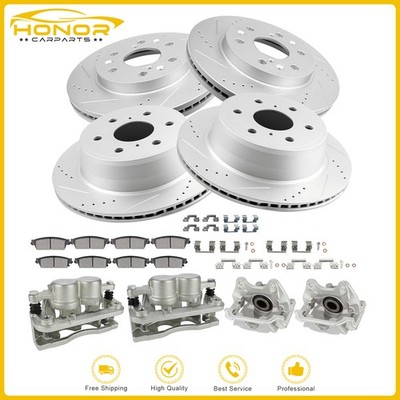 For CADILLAC ESCALADE CHEVY TAHOE Front & Rear Pair Brake Calipers Rotors Pads