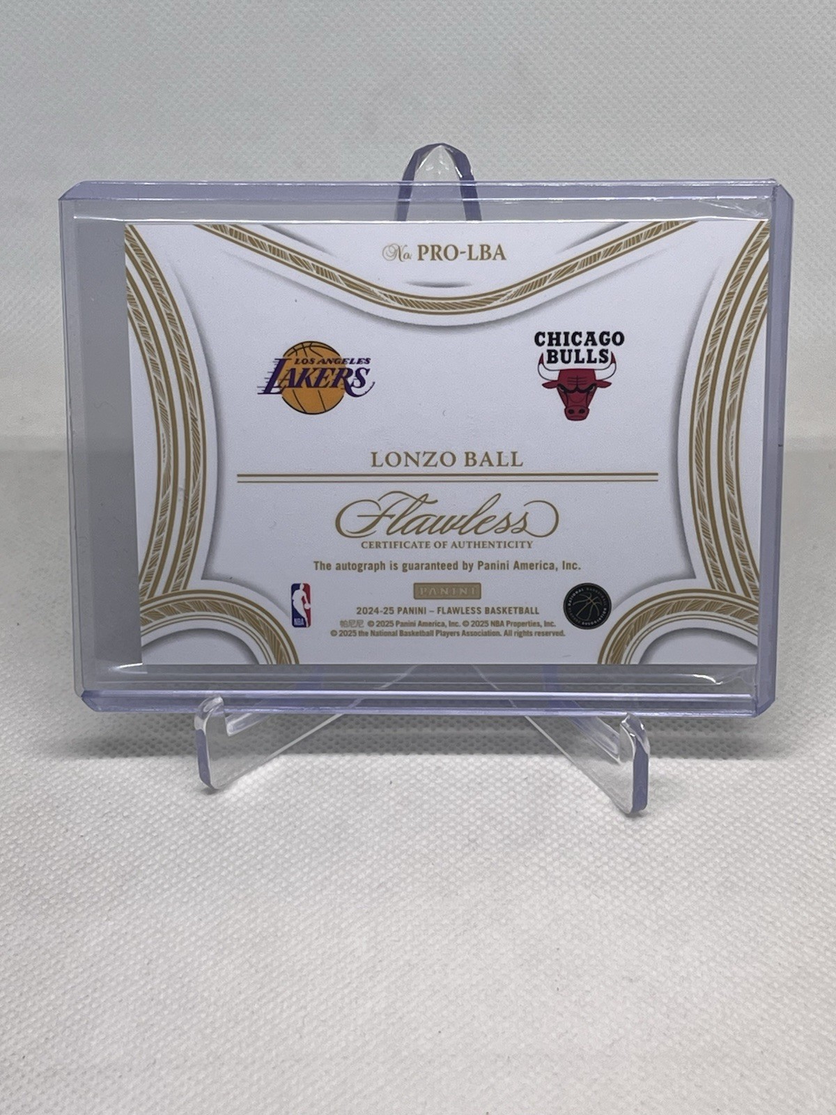 2024-25 Panini Flawless Lonzo Ball Progressions Auto /25 - Lakers Bulls view 2