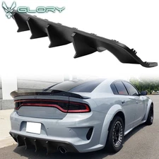 Fits 20-23 Dodge Charger Widebody Rear Diffuser IKON V3 Style Matte Black 2PCS