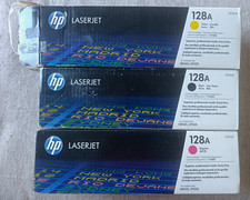 HP 128A Toner Cartridge Lot   Black CE320A, Yellow CE322A, Magenta CE323A