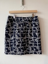 Talbots A-Line Skirt 6P Navy Rope Knot Print Lined Cotton Blend Petite Nautical