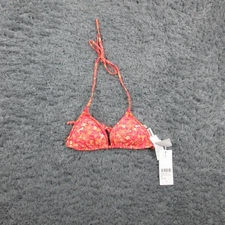 Rhythm Zadie Floral Slide Tri Bikini Top Womens Medium Red Chilli Swim NWT