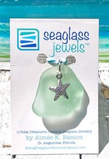 FREE SHIP  CHAIN - Authentic Seaglass Necklace Seafoam Green  Starfish Charm 