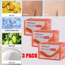 3Pcs Kojic Acid Hand Made Sope Safe Shower and Facial Moisturizing & Cleansing
