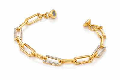 Affinity Diamonds Gold-Clad Magnetic Paperclip Bracelet Size 6-3/4''