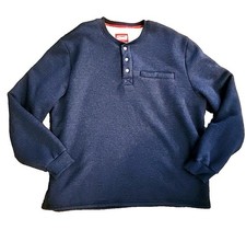 XXL Coleman Sherpa Lined Waffle Henley Blue Shirt Mens