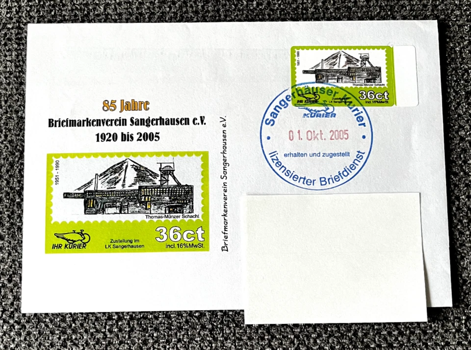 Privatpost Brief - Sangerhäuser Kurier / 85 Jahre Briefmarkenverein !!!   - Bild 1 von 1