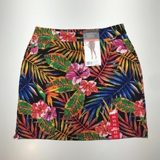NWT Rafaella Skort Womens XS Woven Coral Combo Tropical Print Mesh Short Pockets