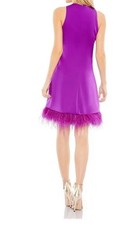 Ieena for Mac Duggal Feathered Hem High Neck Sleeveless A Line Dress NWT Size 2