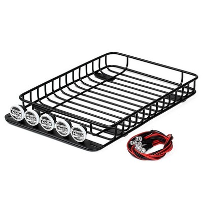 1/10 RC Metal Roof Rack Luggage with 5 LED Light Set for TRX-4 Axial SCX10