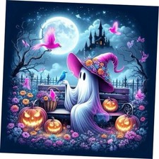 Halloween Diamond Art Kits for Adults 14x14 Inch - Pumpkin Ghost Pumpkin Art Kit