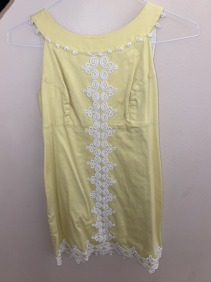 Lilly Pulitzer Jacqueline Lace Trim Yellow Textured Shift Dress ~ Women's 0 | eBay Lilly Pulitzer Jacqueline Lace Trim Yellow Textured Shift Dress ~ Women's 0 | eBay