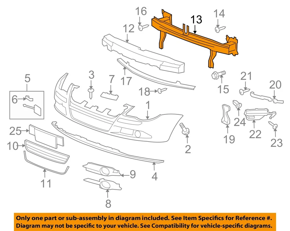 Used Front Bumper Assembly Front fits: 2011 Volkswagen Eos Front Grade C - Изображение 3 из 4