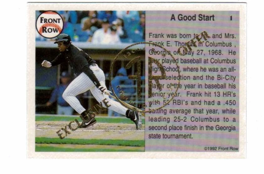 1992 Front Row Frank Thomas Complete 7 Card Set With COA 5153/10000 - Image 2 of 2