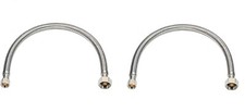 TWO 3/8" COMP x 1/2 FNPT 19.8" FAUCET HOSES SUPPLY LINES BRAIDED STAINLESS STEEL