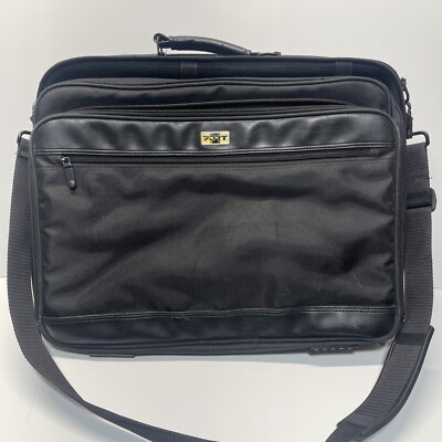 Port Noteworthy Executive Canvas And Leather black Briefcase Laptop Carrier 