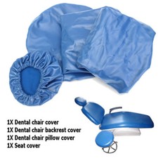 Dental Chair Unit Cover Sleeves PU Headrest Seat Stool Protector Blue * 1 SET