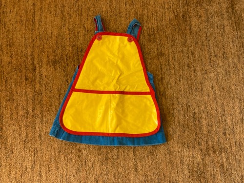 girls jumper blue corduroy size 5 vintage ruth scharf w/detachable vinyl apron - Picture 2 of 2