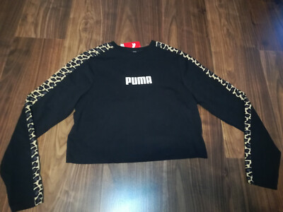 Puma Damen Mädchen Pullover Langarm Sweatshirts 848277-01 leoparden muster XL