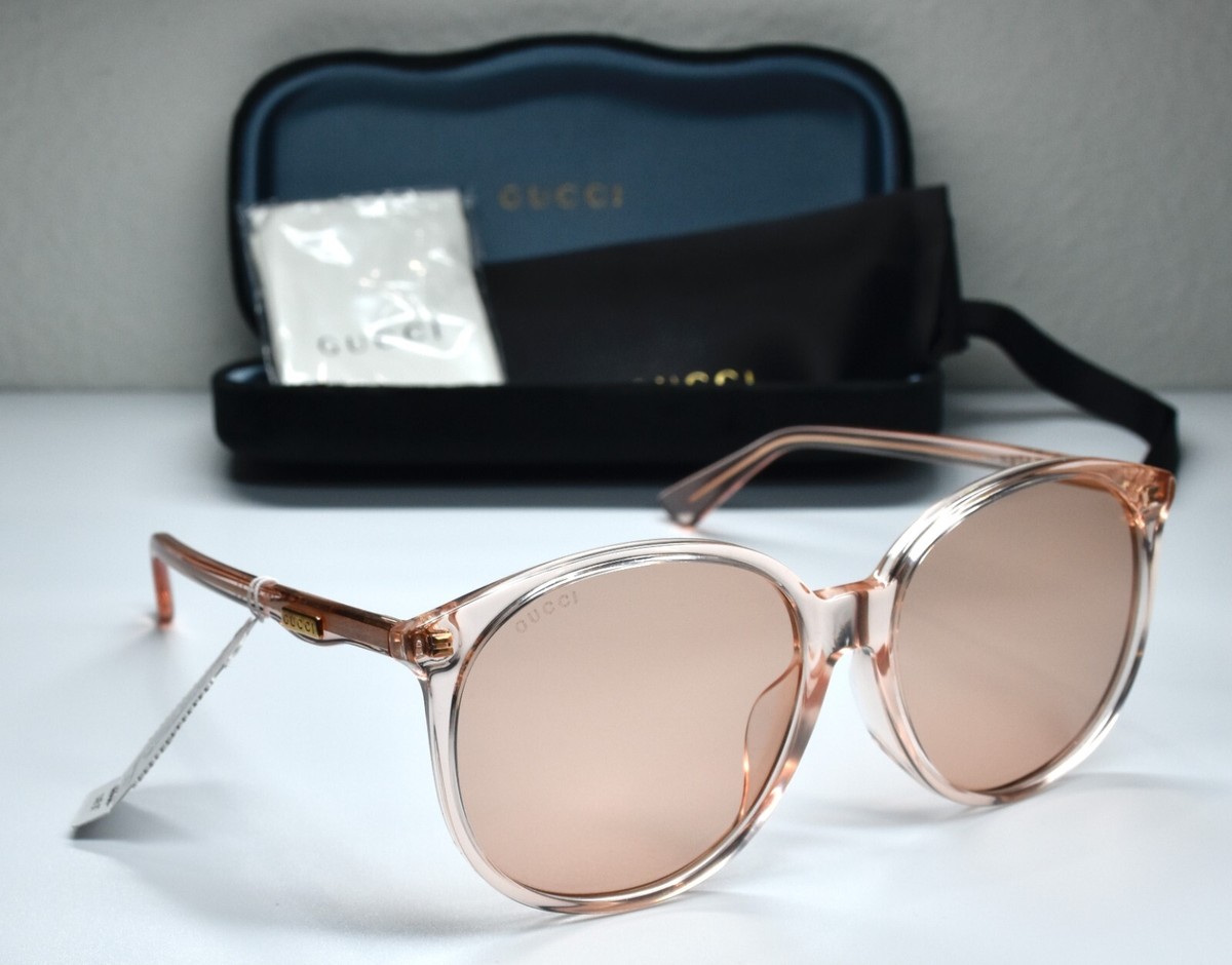 GUCCI GG0261SA 006 SHINY TRANSPARENT ORANGE ROUND SUNGLASSES  display picture 3