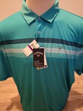 New Men's 2XL Callaway Opti-Dri Performance Short Sleeve Striped Golf Polo Shirt
