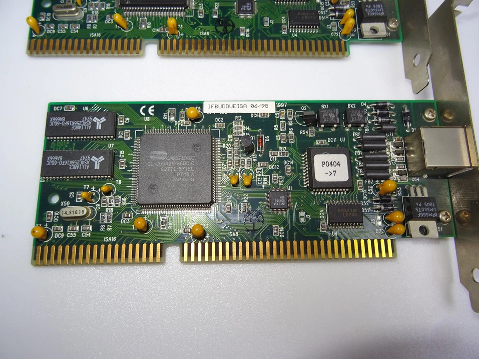 2 x ISA slot Video Card Cirrus Logic CL-GD5429 16-BIT  IFBUDDUEISA 512KB  RJ-45 - Immagine 2 di 4