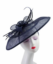 Large Elegant Feather Hair Hat Fascinator Headband Clip Wedding Royal Ascot Race