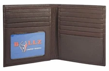 BROWN LEATHER Cowhide Leather Hipster Large Tall Men's Wallet Bifold Wallet BRN