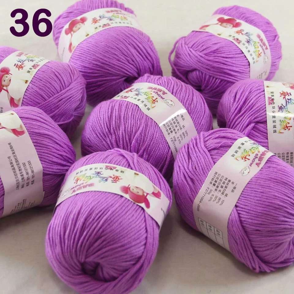 Sale 8 Skeinsx50g Cashmere Silk Wool Children Hand Knit Blankets Crochet Yarn 36