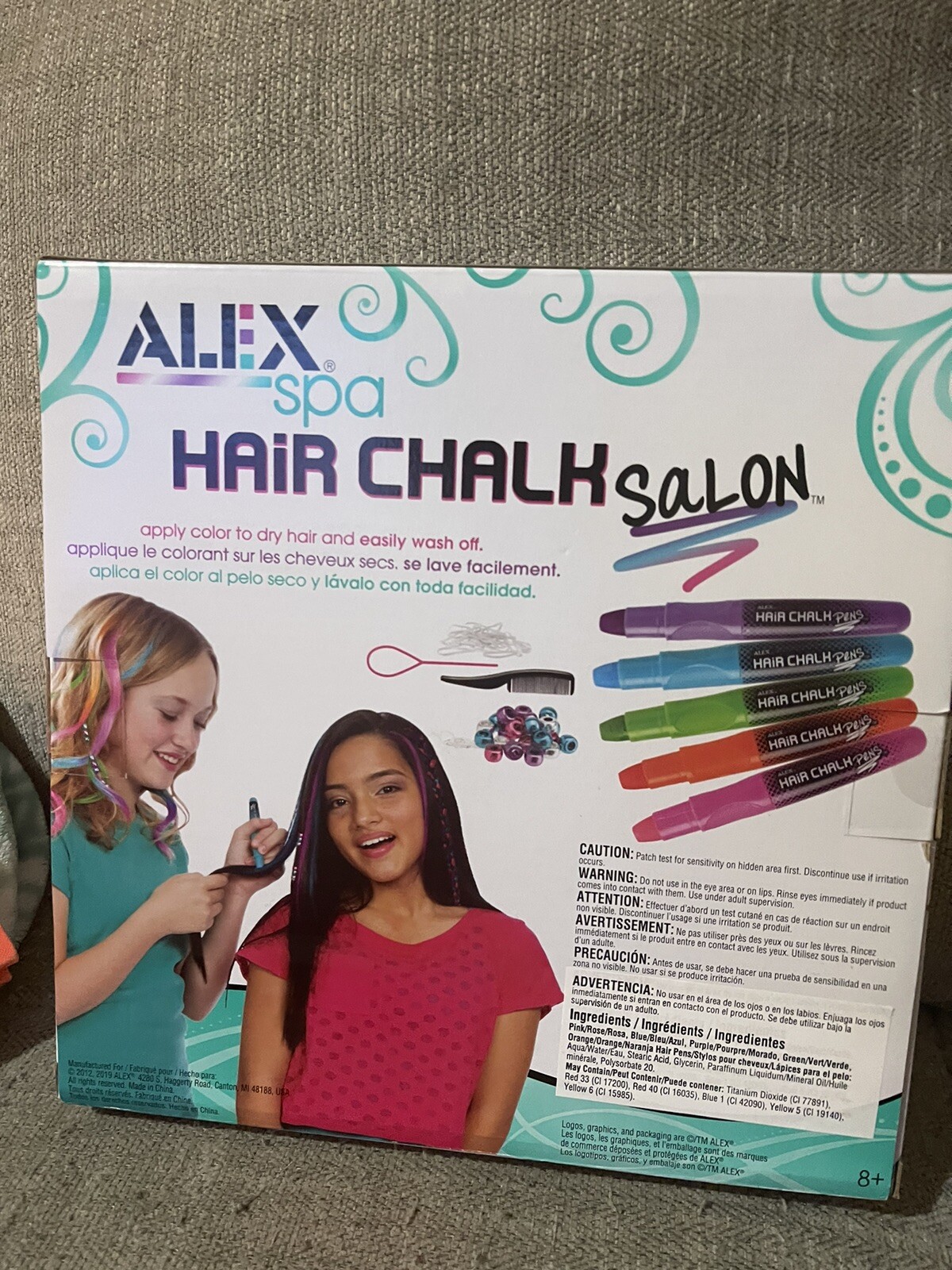Children's Alex Spa Hair Chalk Salon Ages 8 + Hair Beads And Color Kit For Kids