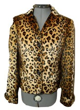 Nwt A Line Blazer Jacket 6 Brown Tan Furry Button Up Leopard Print Coat Jones